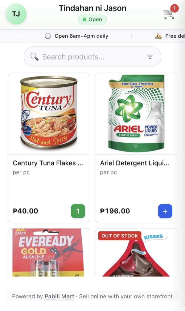 Storefront — pumili at idagdag sa cart